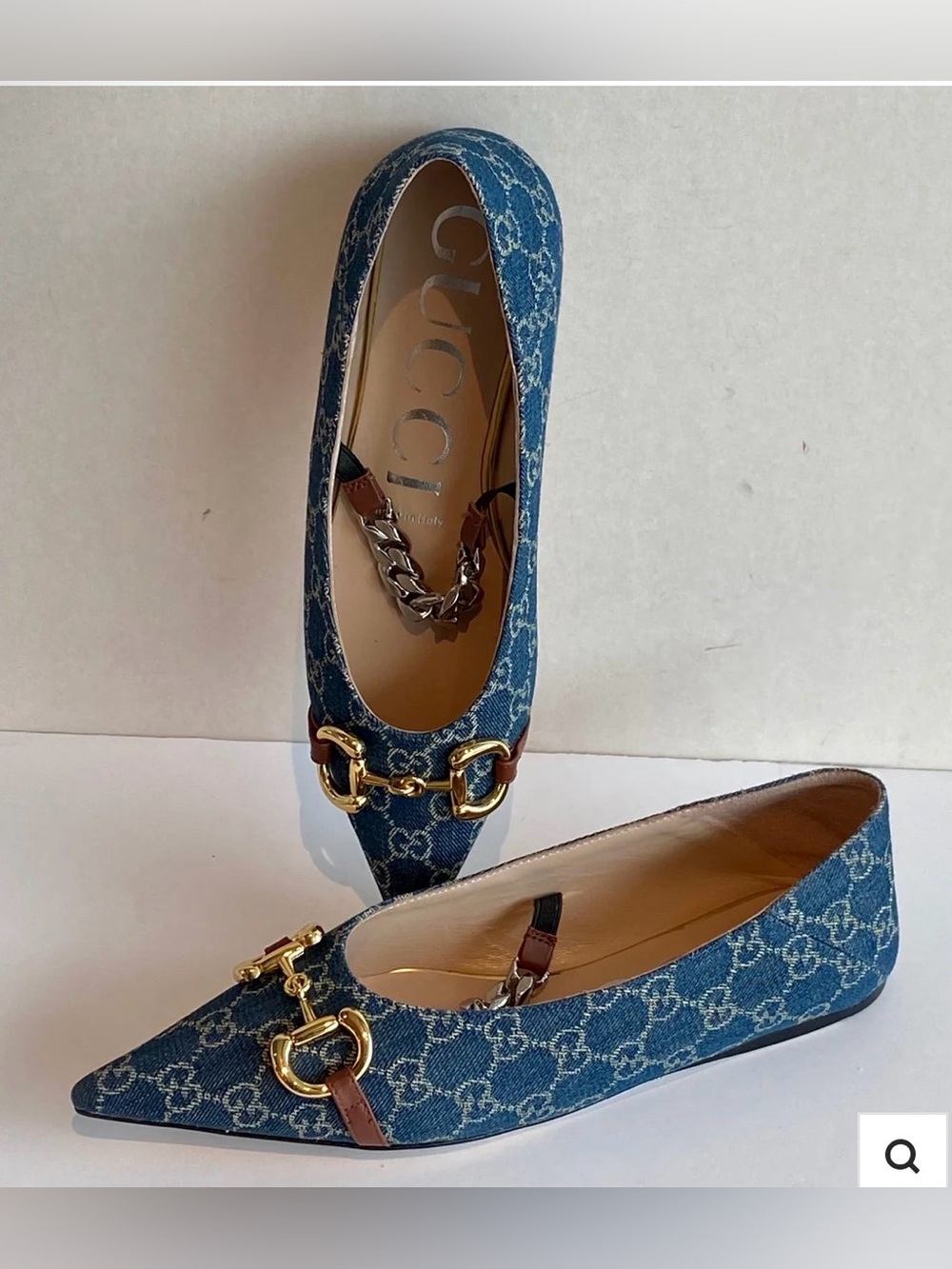 GUCCI HORSEBIT DENIM MARY JANE BALLET FLAT- Size- 38.5